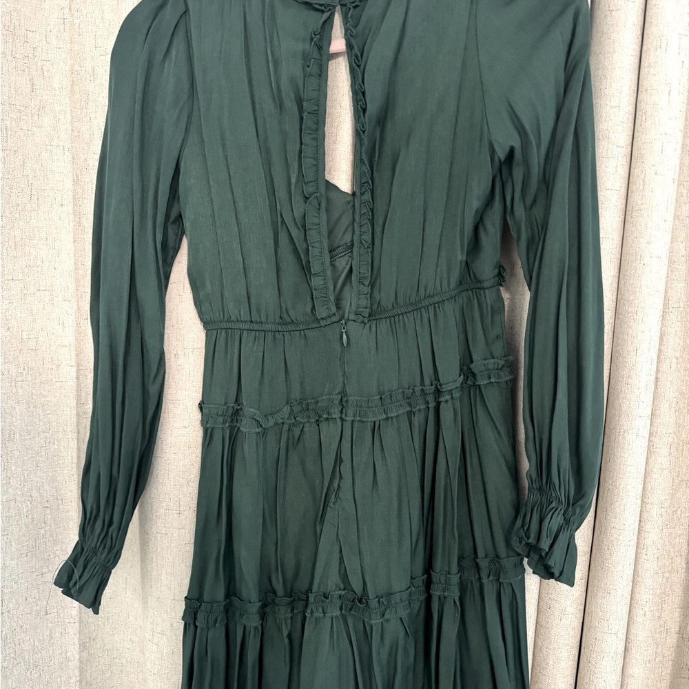 Long Sleeve Dress with Open Back in Hunter Green - Picture 7 of 7